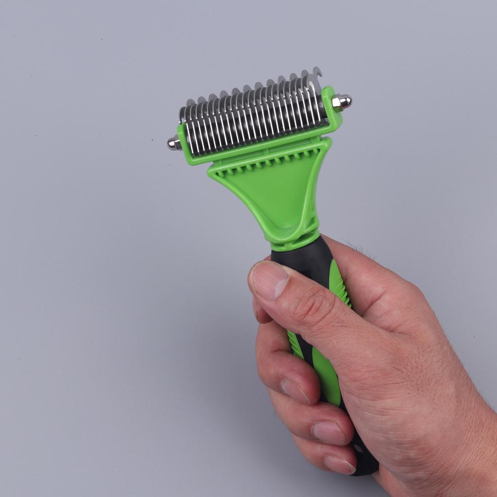 Double-Sided Knot & Shedding Comb for Pets - 23+12 Floating Hair Rake for Cats & Dogs
