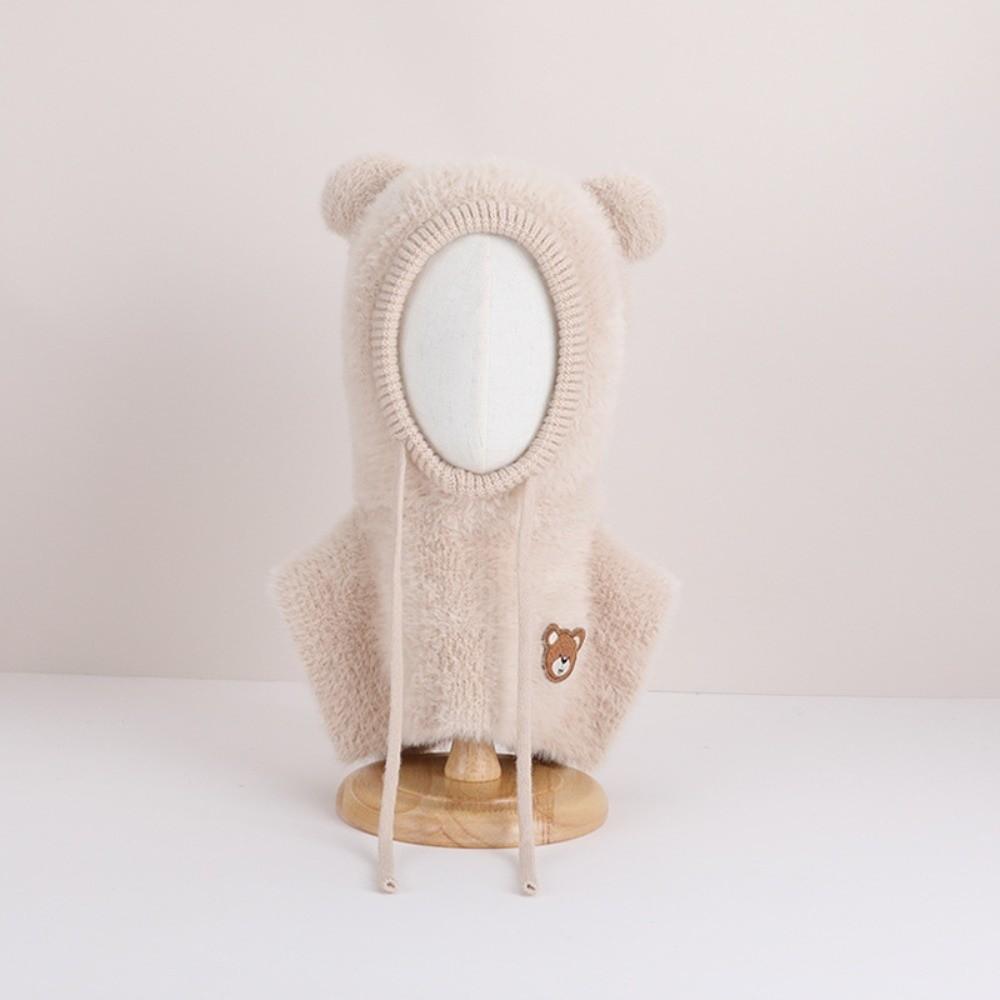 

Coldproof Pullover Cap Shawl Children s Knitted Cap Cute Kids Balaclava Hats Autumn Winter бежевый
