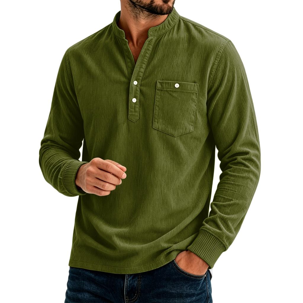 Top casual da uomo a tinta unita, vestibilità larga, con tasche
