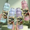 1PC Stacked Book Reading Quote 750ml Color Plastic Sports Water Bottle Leakproof Flip Straw Lid Suitable for Sports Office Home Use