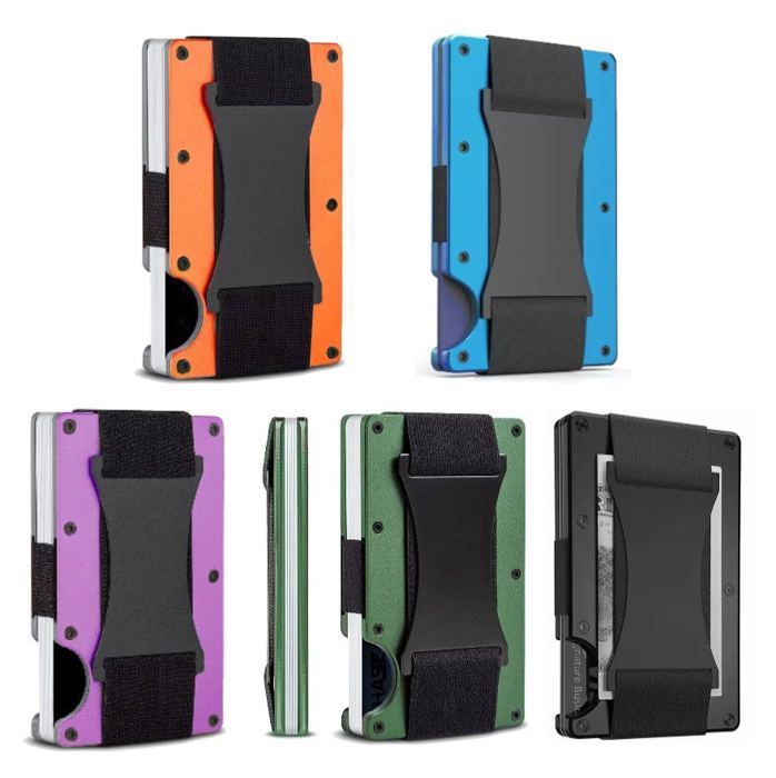 Portefeuille Porte-cartes - Aluminium - Violet - Blocage RFID - Design Élégant - 10 Cartes Max