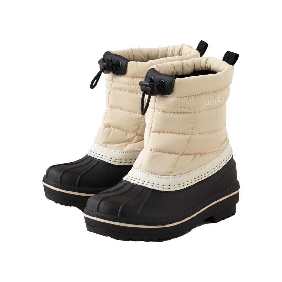 

EMOKA Snow Fits Japanese Shoe Kids Boots, Non-Slip, Waterproof, Boa, Sizes, 25.0 cm, Ivory/Black