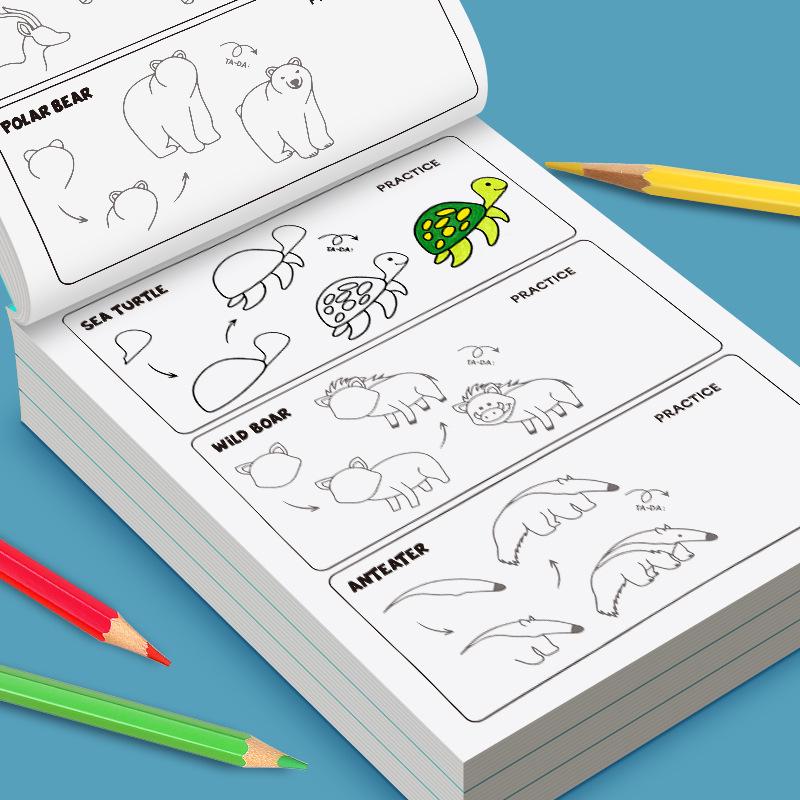 Libro da colorare e disegnare doodle passo dopo passo per principianti della prima infanzia