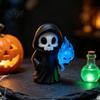 High Quality 3D Prints 9Pcs Grim Reaper Figurines, Cool Skull Skeleton Statues, Gothic Dark Halloween Bedroom Decoration for Home Desk, Spooky