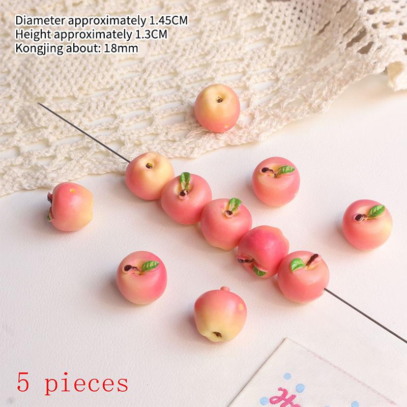 New 5/10Pcs Art Supplies Cute Simulation 3D Fruit Resin Loose Beads Handmade DIY Mobile Phone Chain Bracelet Necklace Accessor