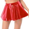 Damska błyszcząca sztuczna skóra rozkloszowana minispódniczka A-Line Mini spódniczki Clubwear