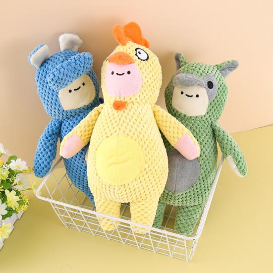 Duck Squeaky Dog Toy Animal Shape Plush Puppy Teeth Grinding Toy Emotional Comfort Soft Dental Cleaning Toy