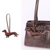 Exquisite Handmade PU Leather Sausage Dog Keychain Pendant - Cartoon Puppy Car Accessory