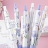 6Pcs Flower Print Gel Pen 0.5MM Tip Quick Dry Ergonomic Grip Retractable Gel Pen Office Supplies for Writing Journaling