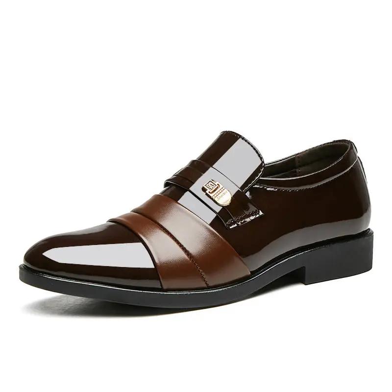 Fashion Black Dress Shoes Man Spring Autumn Social Shoe for Men Brown Pointed Toe Official 2024 Trend Italian Gentleman Low Price Party