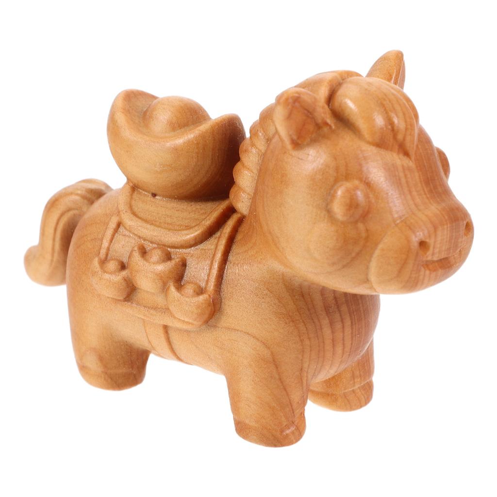 Small Wooden Horse Statue Hand-Carved Vintage Desk Decor Miniature Wood Animal Sculpture Home Office Decoration Feng Shui