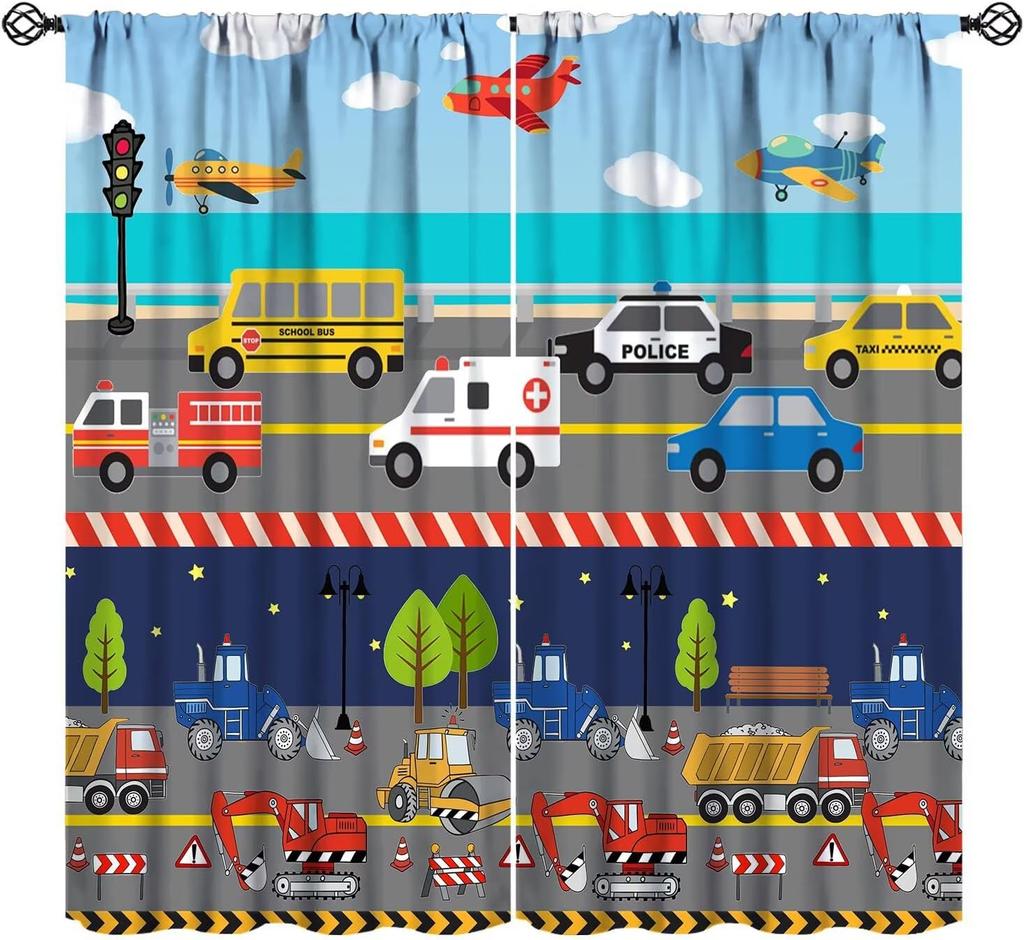 Racing Curtains for Teens Games Room Decor Black White Checkered Flag Art Printed Window Drapes for Kids Bedroom Living Room