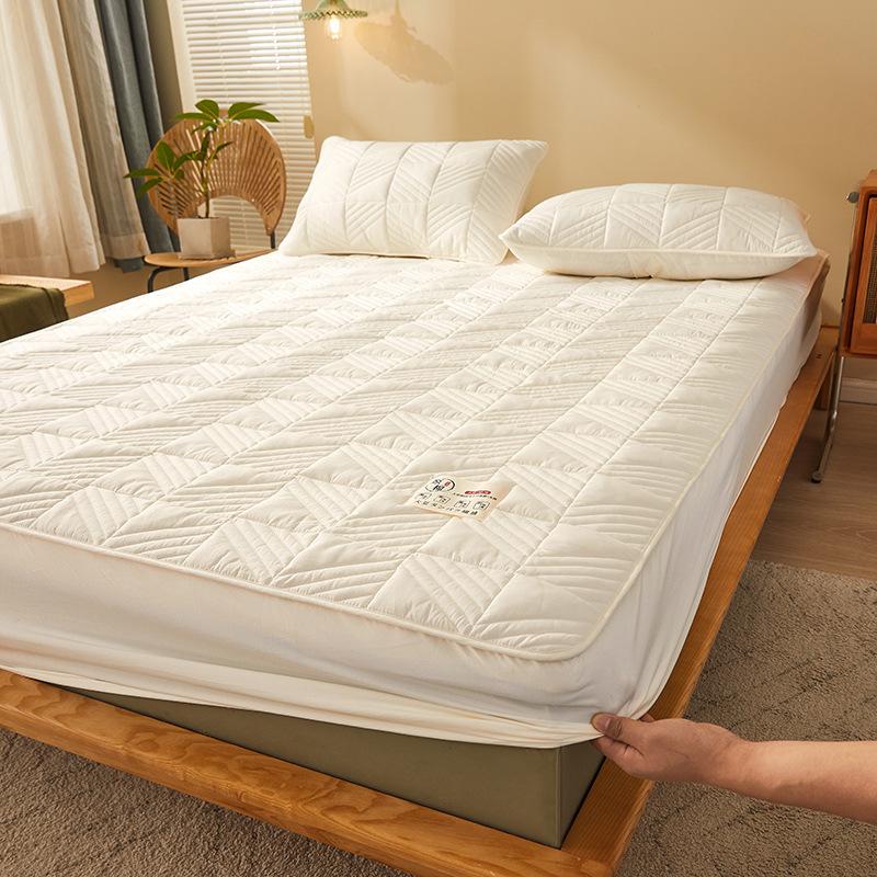 Pure Cotton Thickened Mattress Quilted Cotton Non-slip and Dust-proof Mattress Cover Sheet Simmons Mattress Protective Cover Thin Brown Mattress Cover