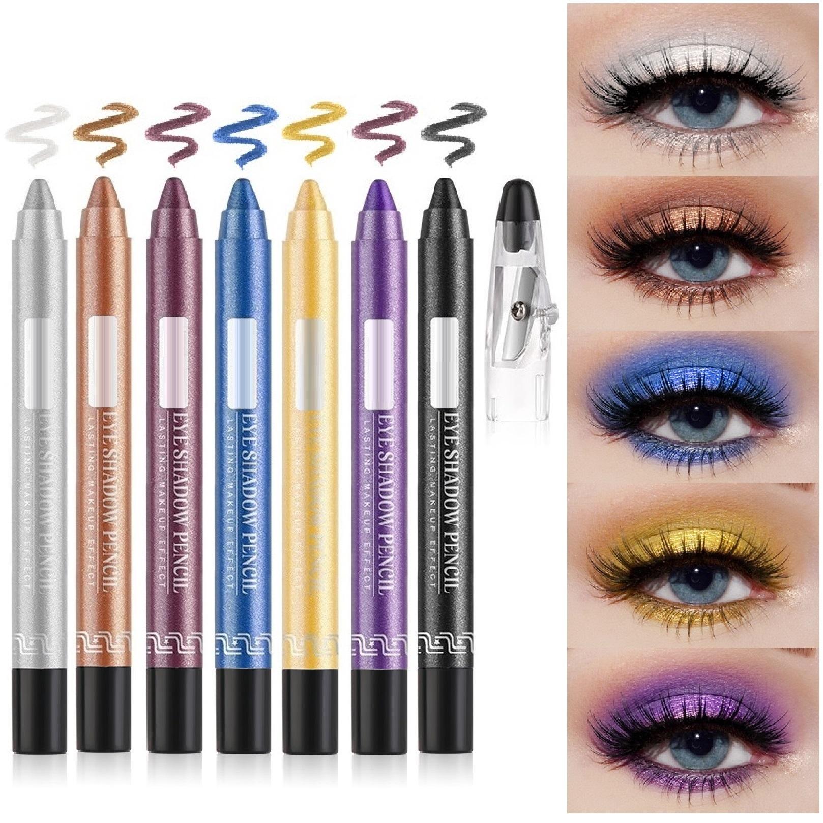 

Блестящие тени для век, синие тени для век, карандаш для глаз, блестящая подводка для глаз, мерцающий цветной хайлайтер, осветитель, косметика для макияжа