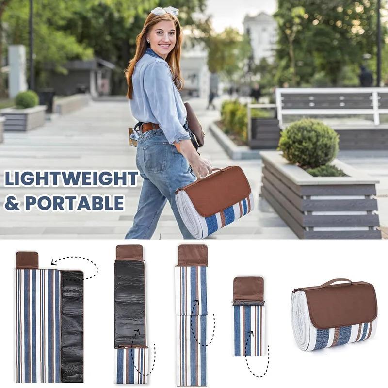 Extra Large Picnic Blankets, Waterproof Sandproof Foldable Outdoor, Fashion Handy Tote, Beach Mat for Spring Summer Campingnkets