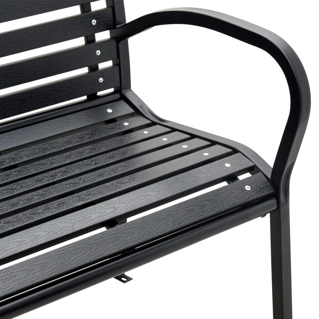 Double Garden Bench Black 231 cm Steel and WPC