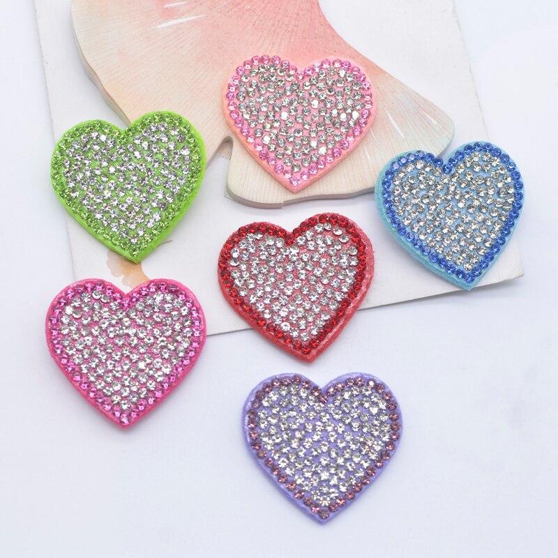 

12 шт. 32*30 мм мягкие красочные стразы в форме сердца нашивки с бриллиантами Декор аппликации аксессуары розовый