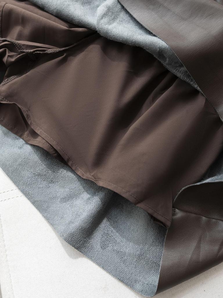 Women's High Waist PU Leather A-line Skirt – Slimming and Fluffy, Elastic Waist, Autumn 2025 Edition