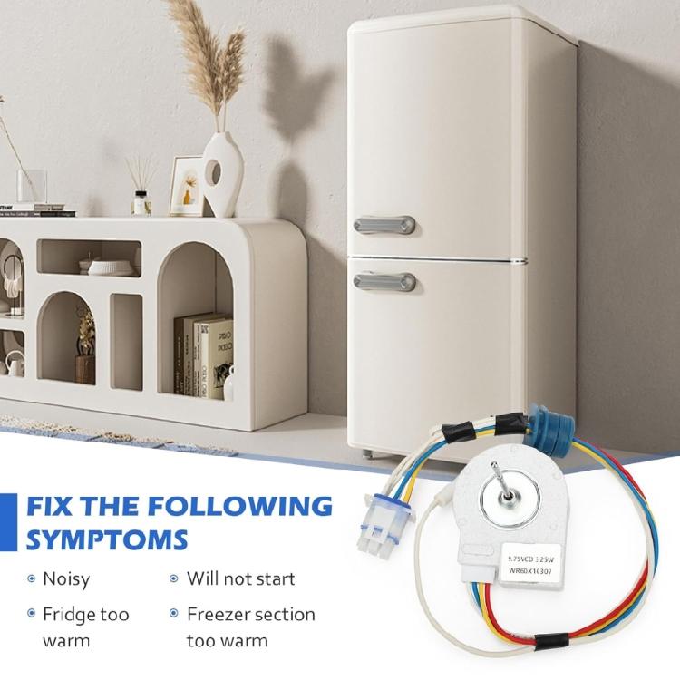 Silver ABS Refrigerator Evaporator Motor WR60X10307 Solves Freezer Cooling Concerns