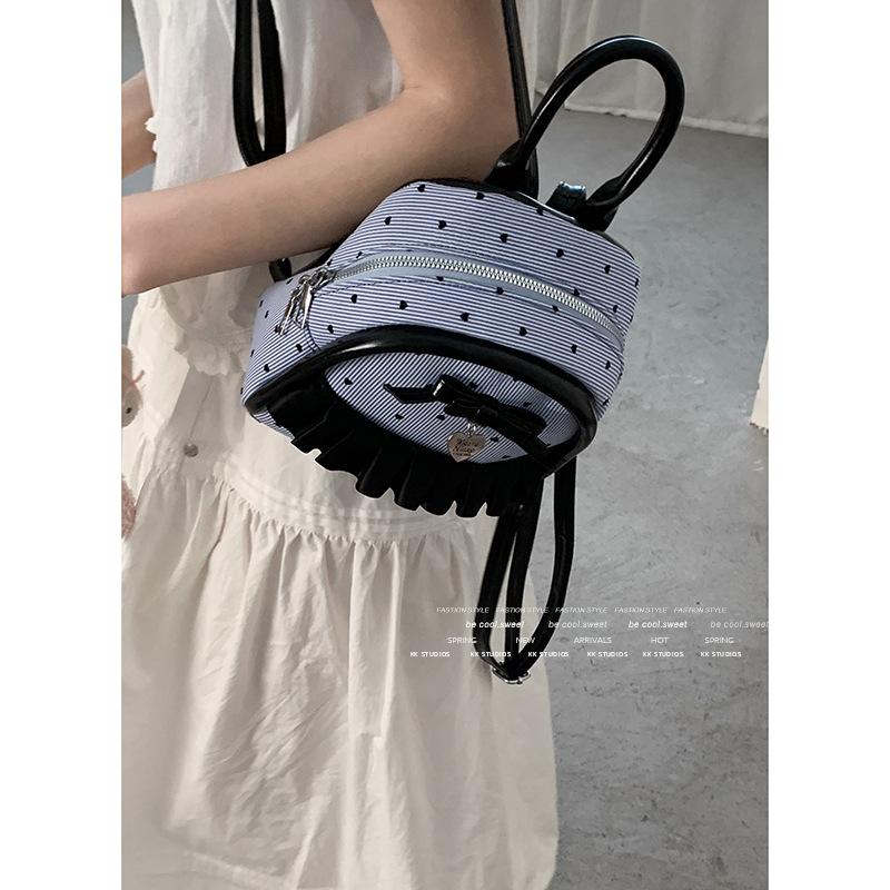 Korean Girl Bow Backpack Bag Women 2025 New Fashion Cute Polka Dot Small Backpack Versatile Handbag