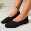 Fashion Plus Size Flats Summer New Pointed Toe Shallow Mouth Knit Flying Wire Breathable Soft Sole Non-Slip Wear-Resistant Single Shoes