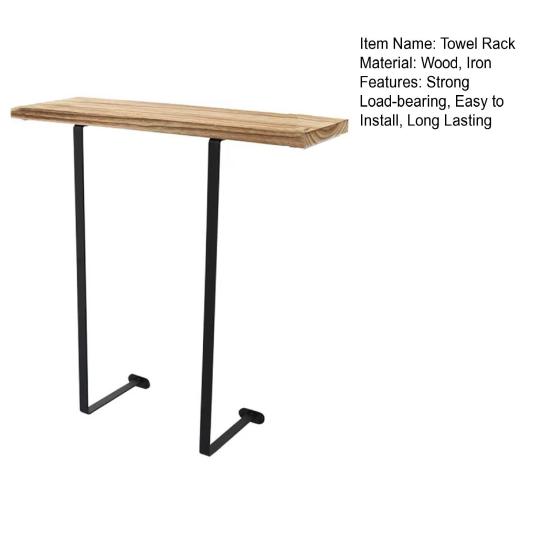 Wall Mounted Towel Holder with Wood Shelf Strong Load-bearing Easy To Install Multi-functional Bathroom Towel Rack Storage Holder