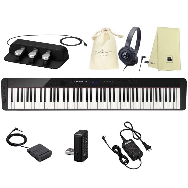 

Casio PX-S3100BK [Original Set] Privia Black 88 Keys Simple and Beautiful Electronic Piano Pedals and Music Stand Included (3 Pedals (SP-34),