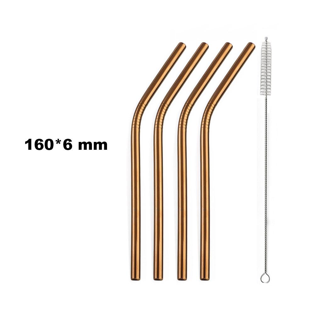Fruit Juice Straws Mini 160mm Short Rainbow Stainless Steel Metal Straws Straight Bend Reusable Drinking Small 4Straw 1prush
