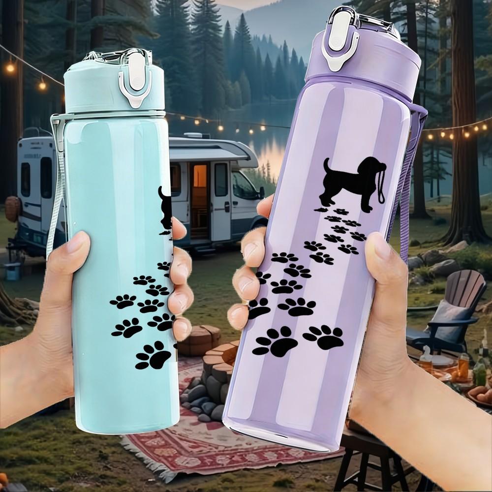 1PC Bird Footprint Trail Line Art Print 750ml Color Plastic Sports Water Bottle Leakproof Flip Straw Lid Suitable for Sports Office Home Use