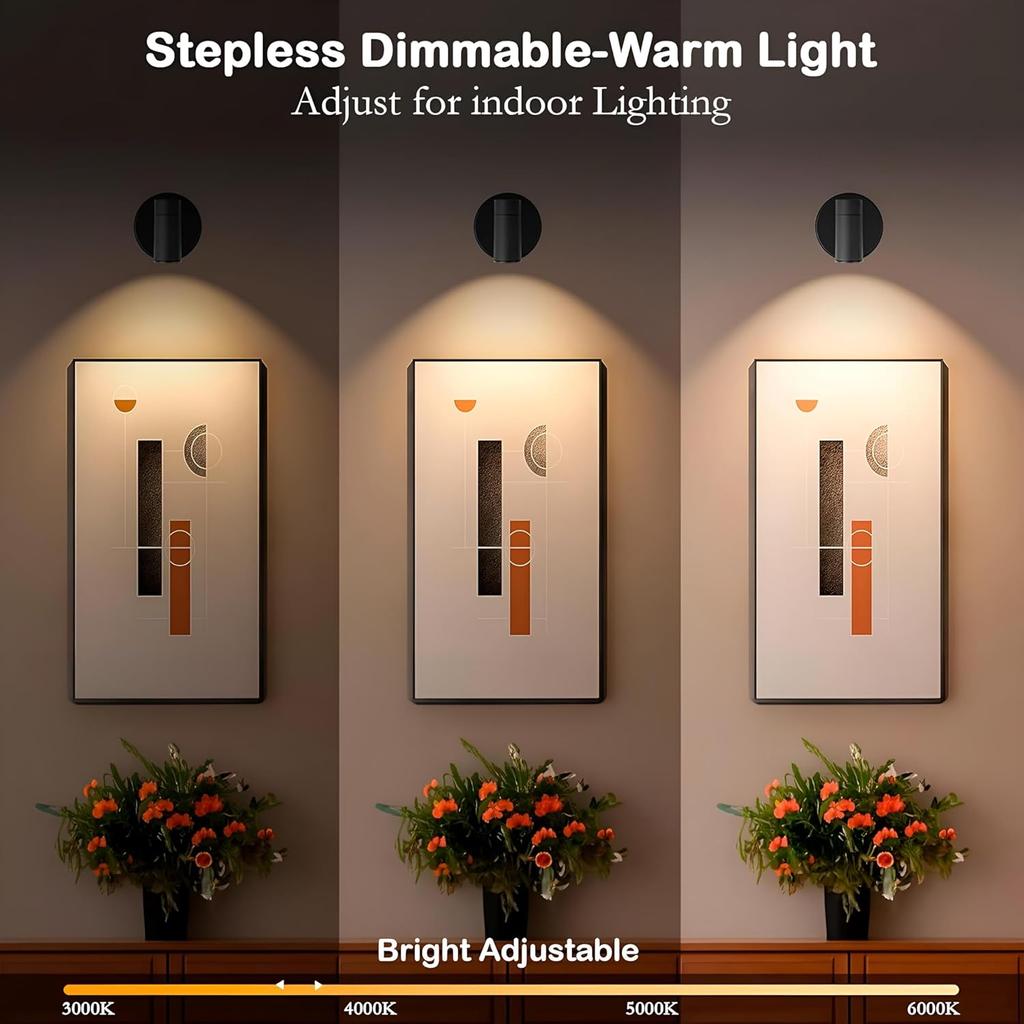 Wireless Spotlights Indoor with Remote Up,Lights Indoor Picture Light Dimmable Accent Uplighting,Battery Operated Spot Lights with 3 Color,Indoor