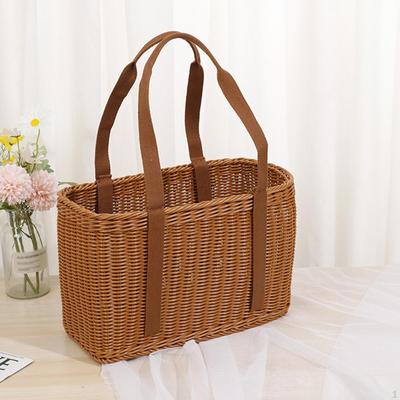 Hand Woven Basket Grocery Container Versatile Household Decoration with Handles for Home