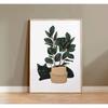 Watercolor Cute Kittens Potted Plant Canvas Print Cartoon Green Plants Animals Wall Art Postes for Modern Living Room Home Decor