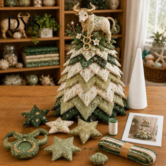 Handmade Gift for Special Occasions DIY Quilted Zodiac Tree Kit, Fabric Patchwork Sewing Constellation Ornament Kit Signs Craft Adults, Desktop