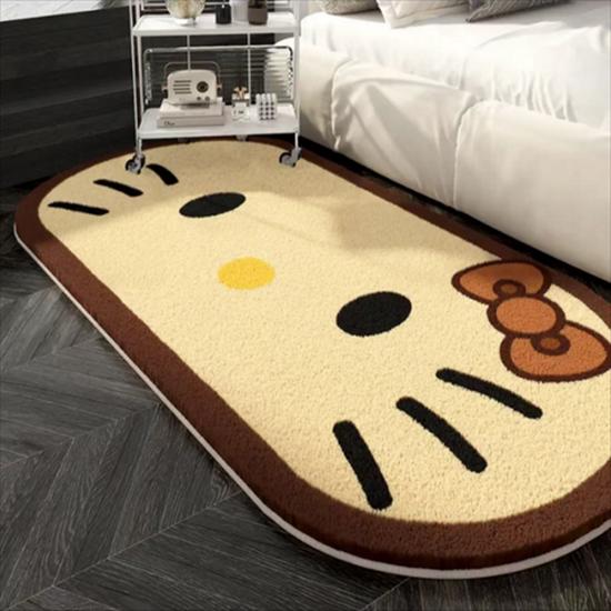 Cartoon Kitty Imitation Cashmere Anti-Slip Rug for Bedroom & Living Room