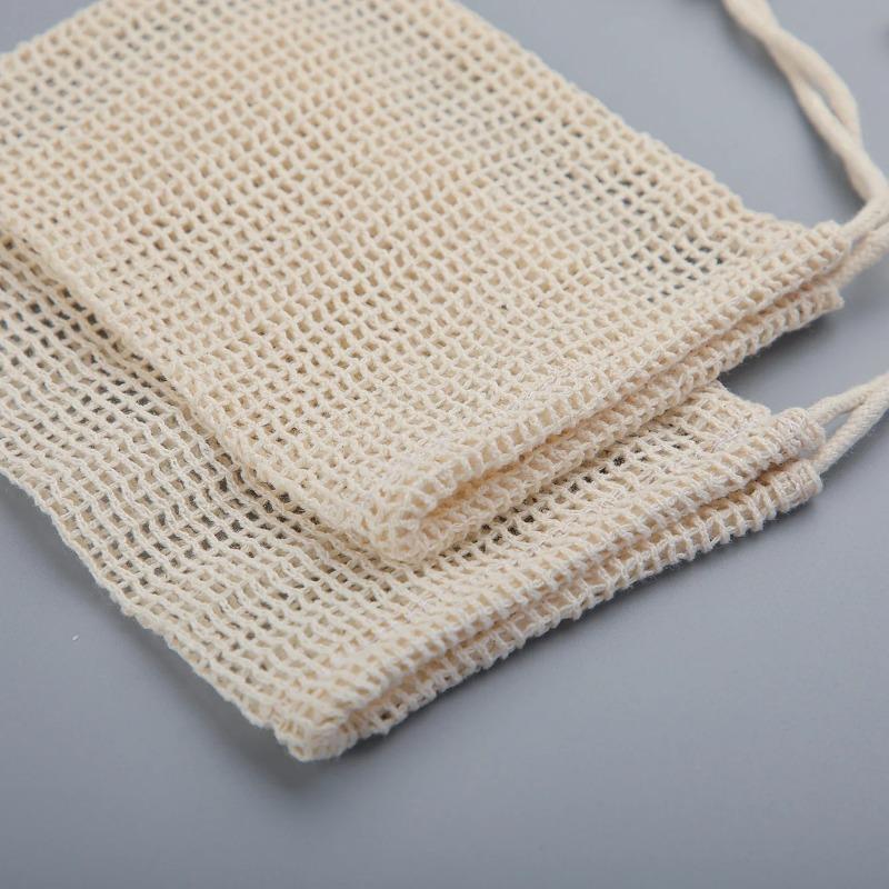 Eco-Friendly Handmade Natural Cotton Soap Saver Bag Mesh Soap Pouch for Body Cleansing And Skincare