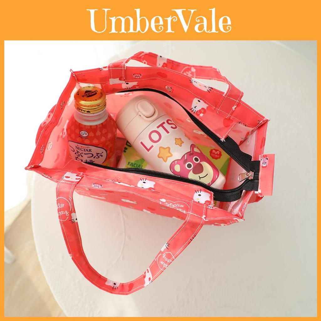 Cartoon Bento Box Bag With Side Pocket Oxford Fabric Multiuse For Kids And Teens