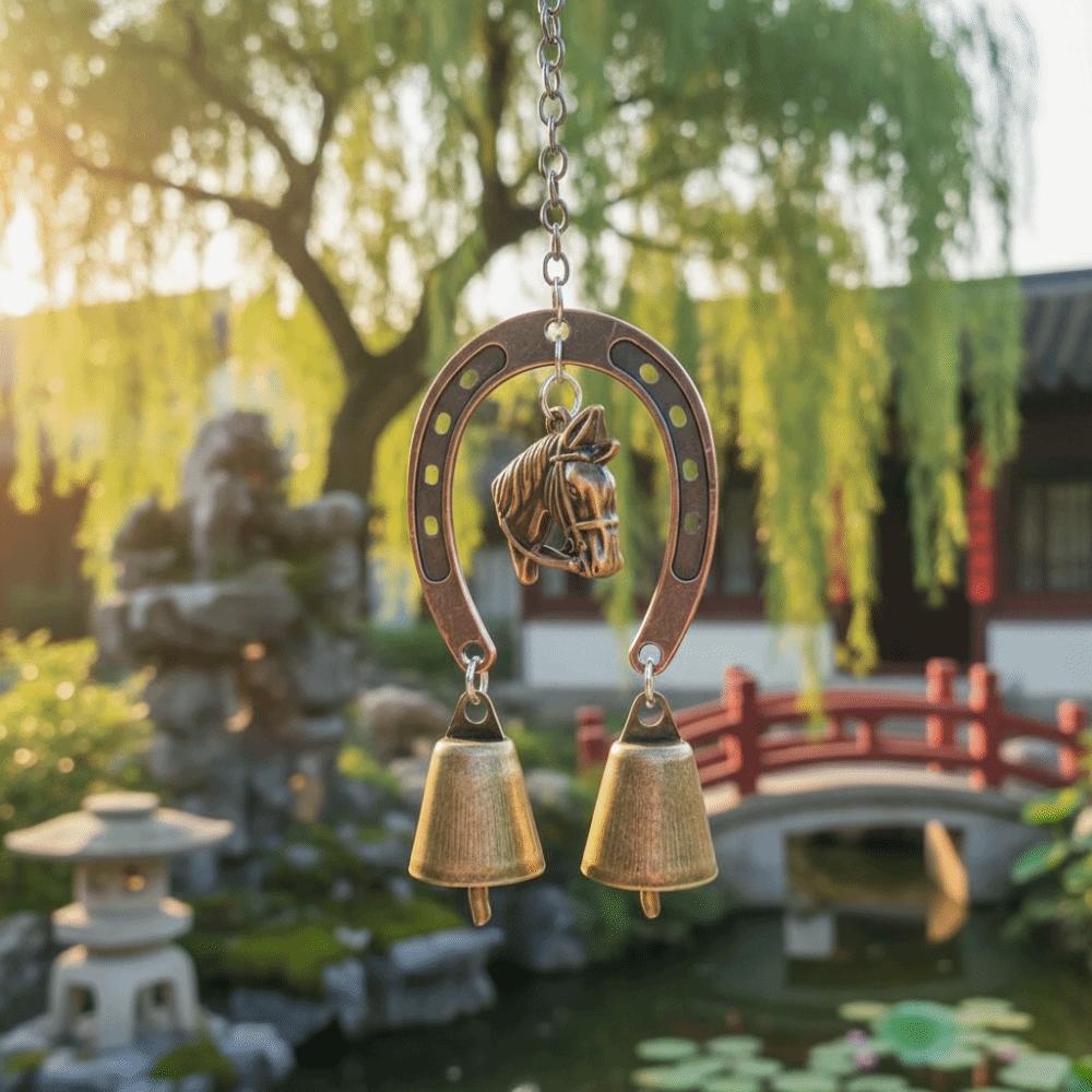 Blessing Horse-Shaped Retro Wind Chimes Creative Vintage Outdoor Wind Chimes Soothing Audio Novelty Metal Pendant Backyard