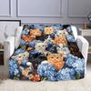 Adorable Kittens Among Hydrangeas Patterned Flannel Blanket Perfect for the Bedroom Living Room, Sofa, or a Little Nap