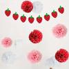 22PCS Red&Pink 3D Paper Flower Tissue Hanging Decoration Honeycomb Flower Paper  Wedding Festival