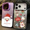 Pouzdro IMD s vánočním vzorem a vykukujícím Santou pro iPhone 17 16 15 14 Pro Max 13 Nárazuvzdorný tvrdý kryt s permanentním designem