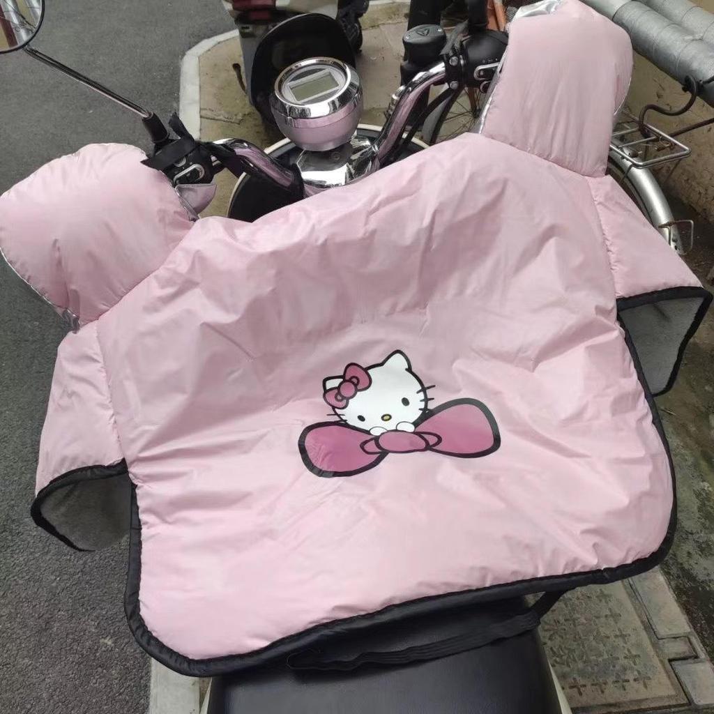 Pink Kitty Universal Electric Car and Motorcycle Windshield Cover with Fleece Lining - Waterproof and Windproof for All Seasons