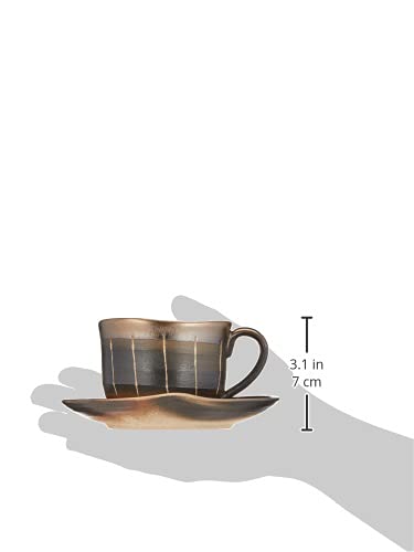 Maruyoshi Pottery Banko Ware Coffee Ceramic Saucer with Gold and Tokusa Black, M0975