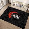 Spartan Helmet Design Carpet with Red Crest on Black Camouflage Background Suitable for use as an anti-slip for living room bedroom sofas