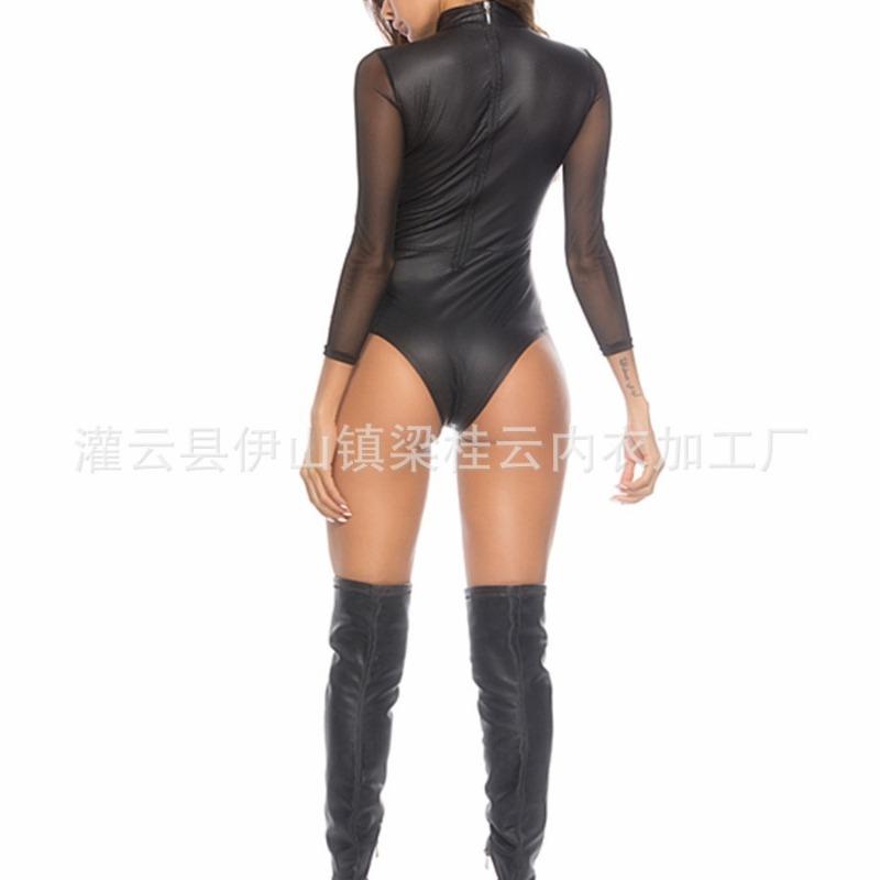 sub-code leather lingerie, bright patent leather mesh onesie, pole dance, wild dance in nightclubs