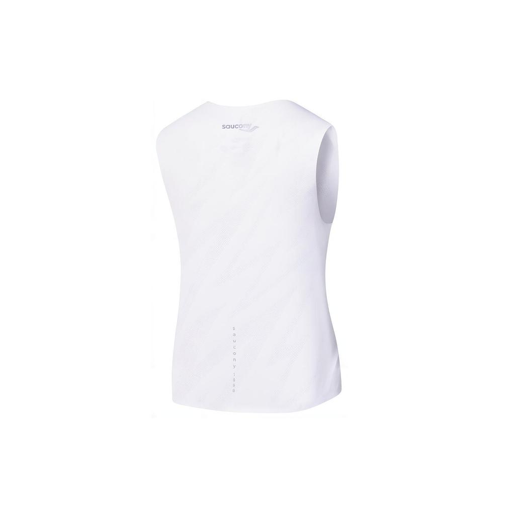 SAUCONY Logo Breathable Comfortable Knitted Round Neck Vest Women Tops Pearl-White SC1249016A-WT02
