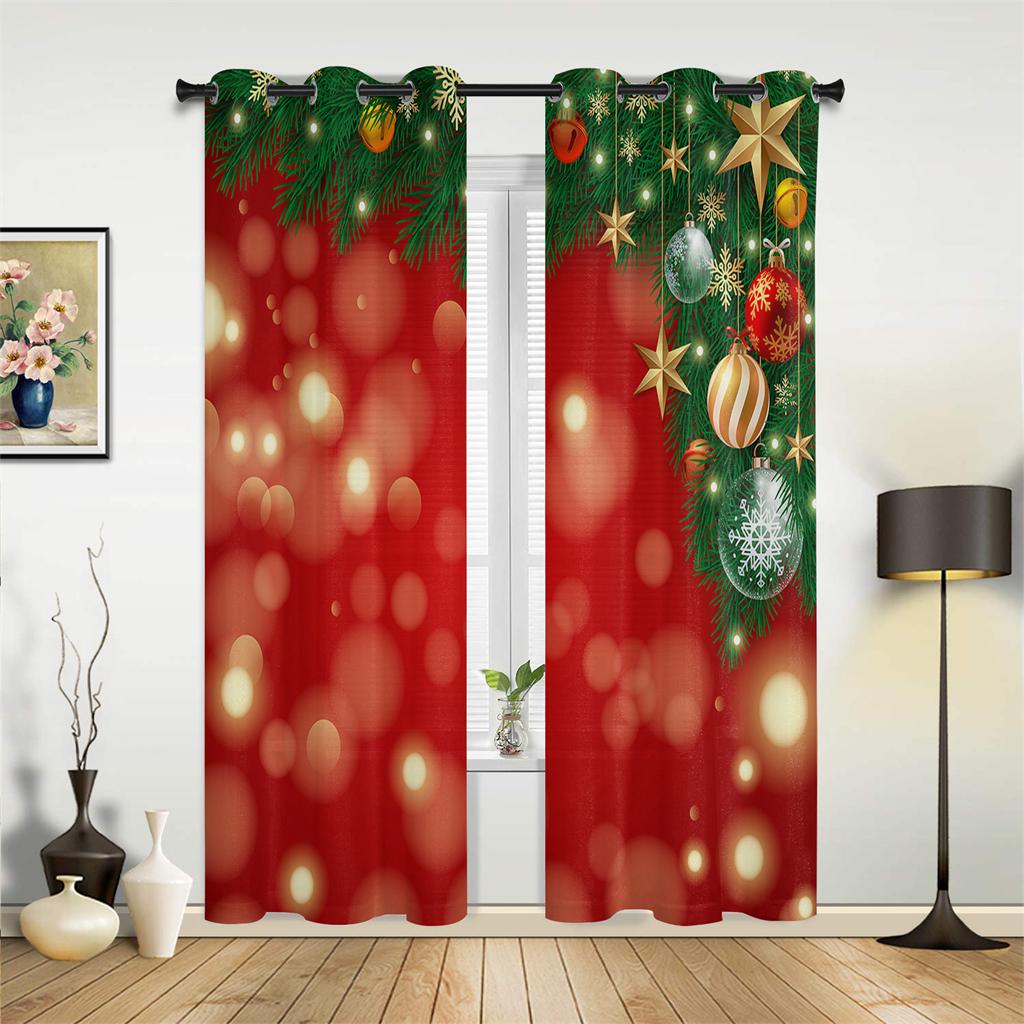 

3D Рождественский подарок старику занавеска Белый Красный колокольчик гостиная детская спальня окно декоративные занавески 2 панели 50W130H(CM)X2PCS&Hook
