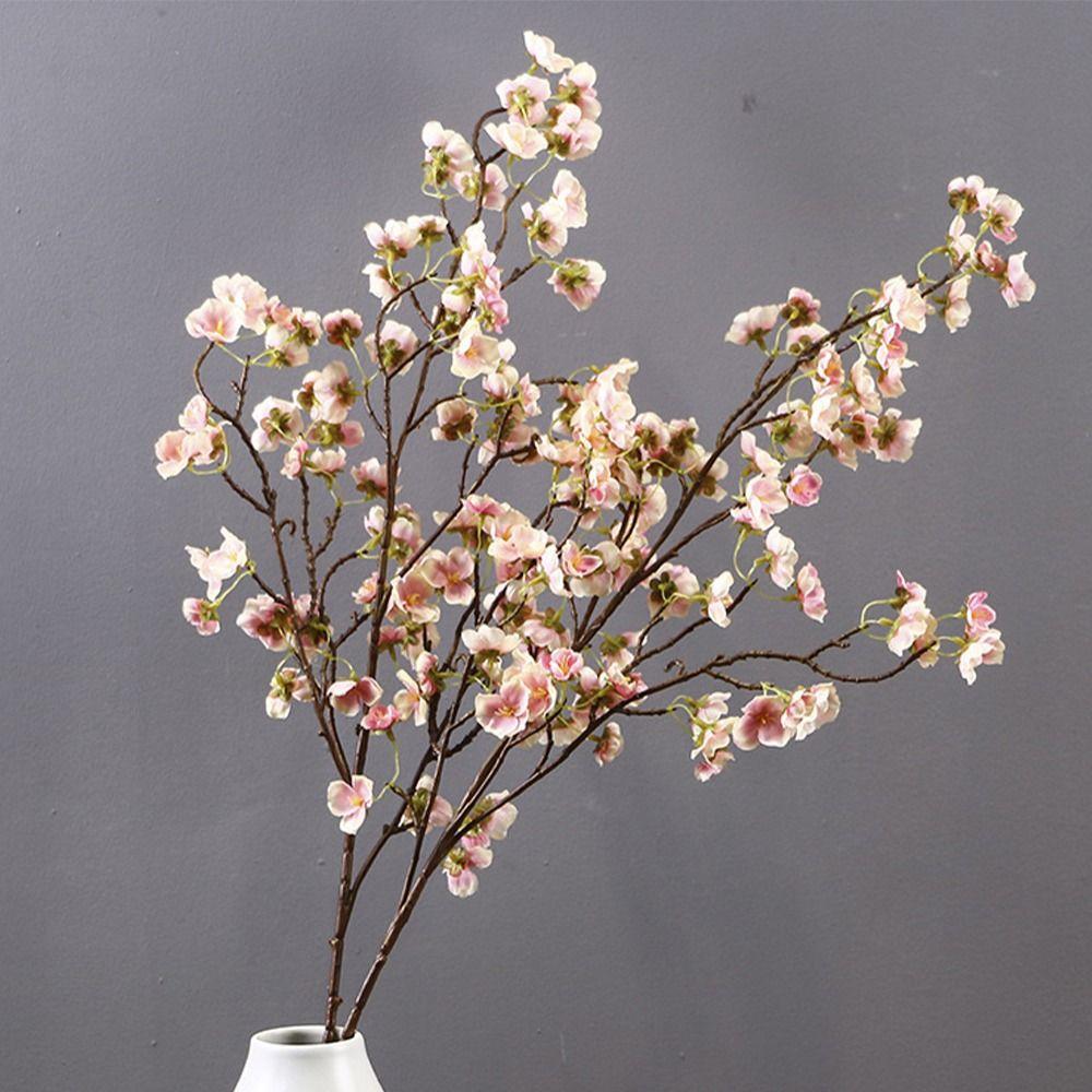 Plastic Silk Cherry Blossom Branch Real Touch Fake Flower  Valentine's Day Gift