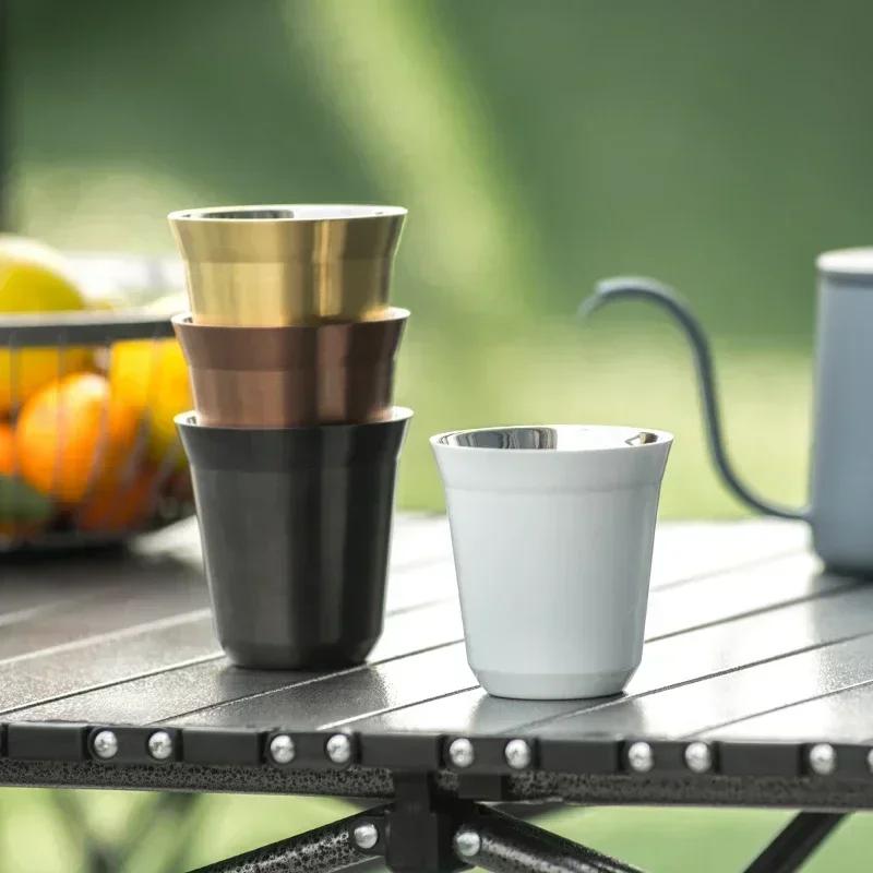 Outdoor Camping Espressotasse Verdickter 304 Edelstahl Doppelwandige Kaffeetasse Isolierung Teetasse Isolierung Kaffeetasse