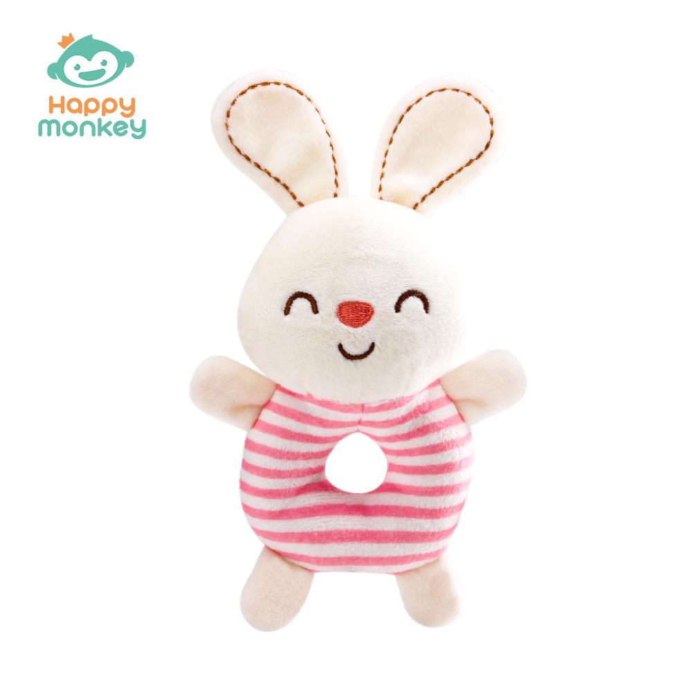 Happy Monkey Baby Plush Rattle and Teether Toy for Newborns