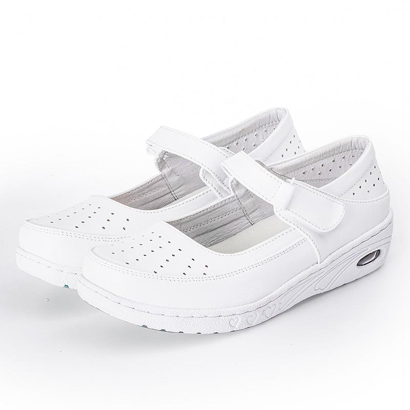 

Women s 2024 Non-slip Wedge Heel Nurse Shoes - Top Layer Cowhide, Velcro, Comfortable and Shock-absorbing with Versatile Hollow-out Design. 40